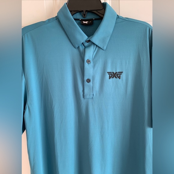 PXG Parsons Extreme Golf Polo Shirt Mens S Aqua Blue Short Sleeve Stretch Logo - Picture 1 of 11